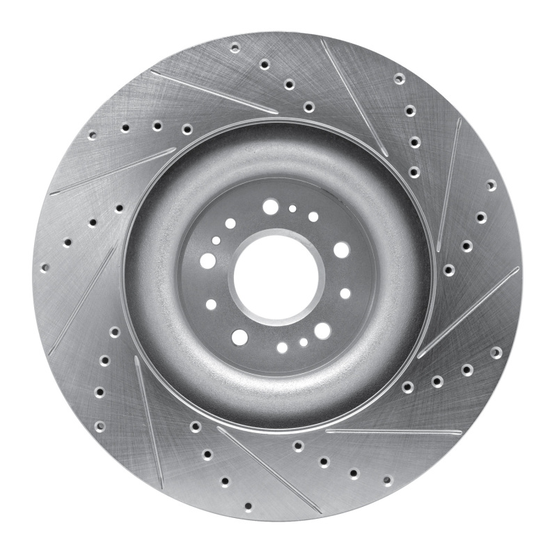 Genesis G90 Brake Rotor (1) - Front Left - R1 Concepts - Drilled & Slotted - Silver - `17-`22